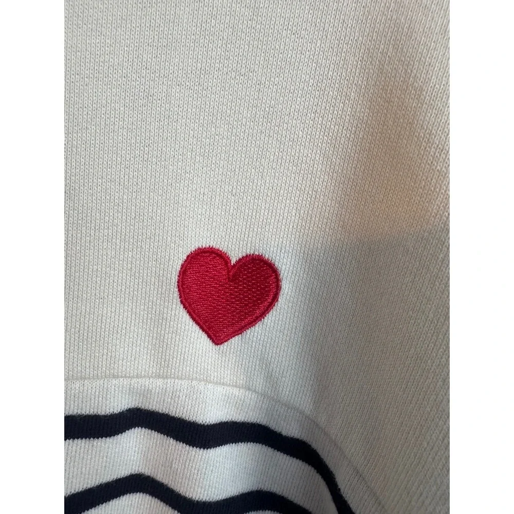 Workshop Republic Clothing Women's Striped Sweatshirt Heart Patch Crewneck Large